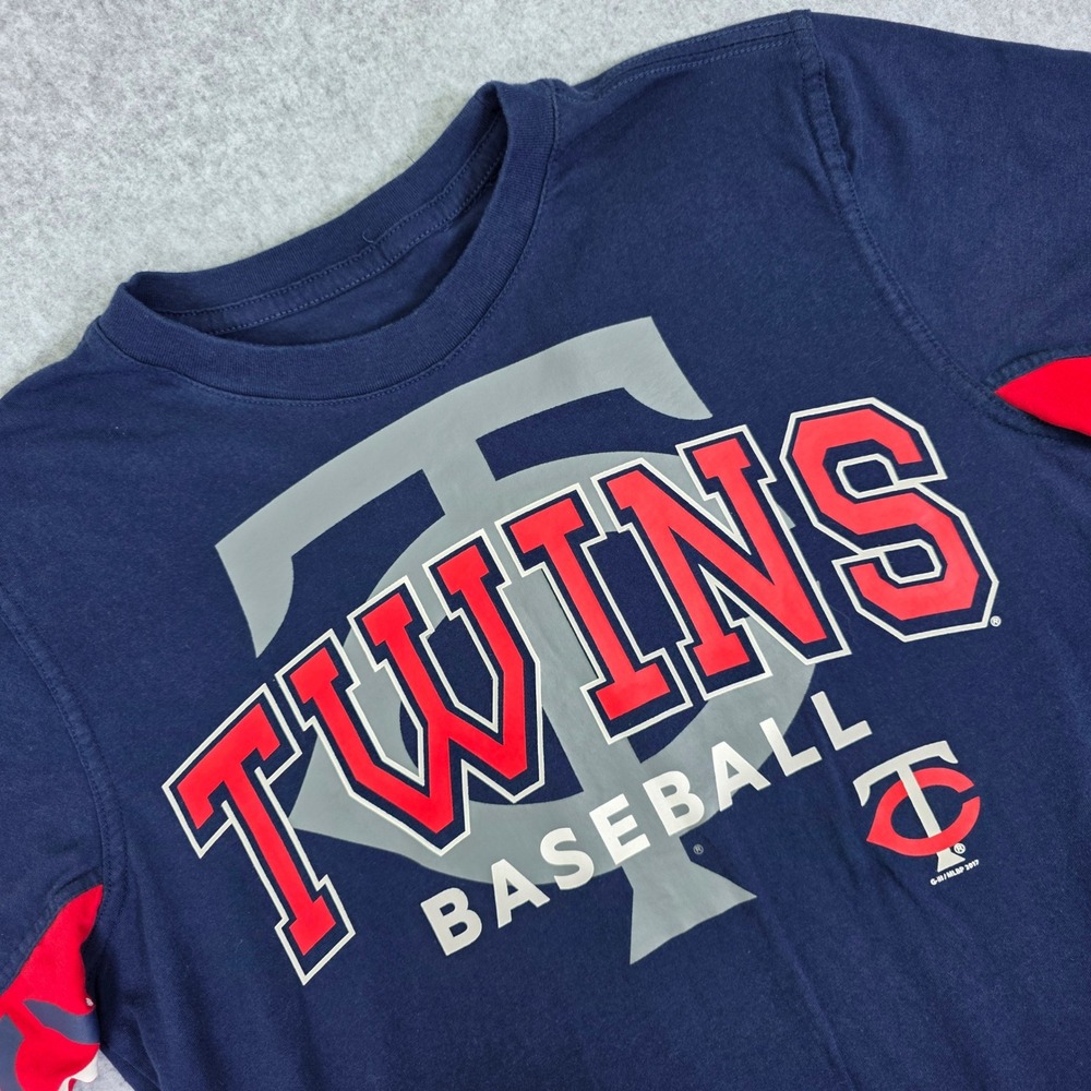 Minnesota Twins Baseball T-Shirt Men's Medium Navy Blue MLB Graphic Tee - Picture 1 of 12